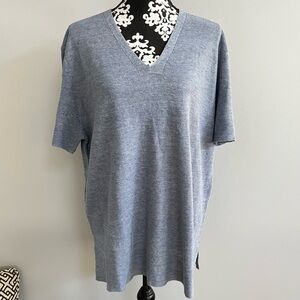 Eileen Fisher Organic Linen Melange V-Neck Sweater Top NWT Size XL Coastal